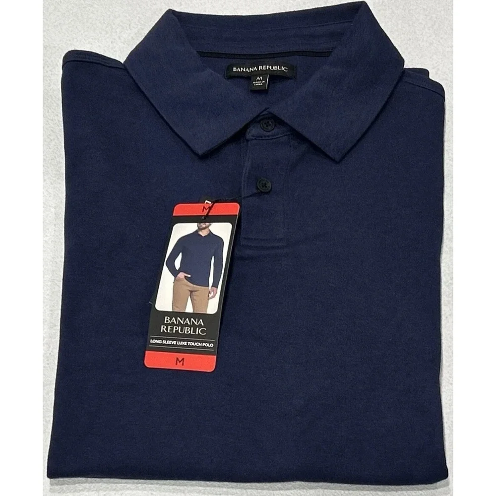 Banana Republic Mens Long Sleeve Luxe Touch Performance Polo